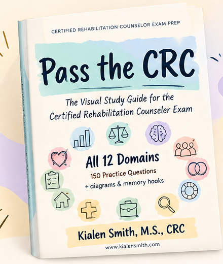 Pass the CRC — The Visual Study Guide for the Certified Rehabilitation Counselor Exam, by Kialen Smith, M.S., CRC